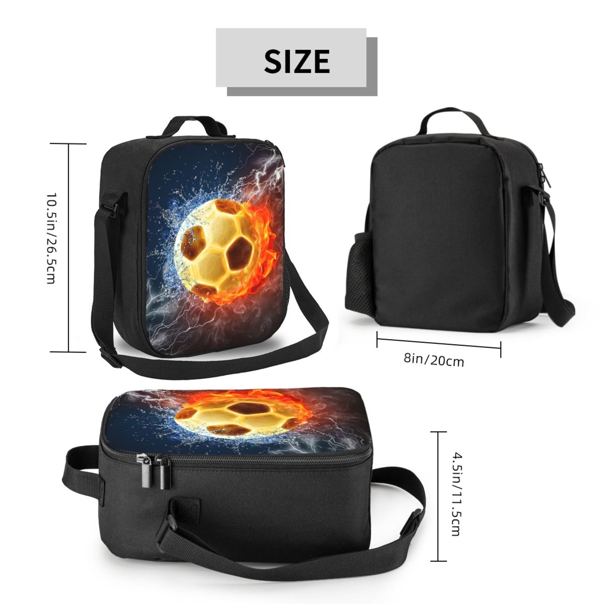 Gaakvrr Football Lunch Box for Boys Girls Insulated Durable Lunch Bag with Adjustable Shoulder Strap - Image 2