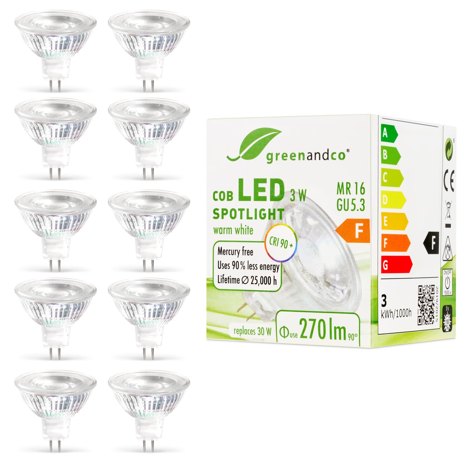 558 Led Bulb Led Gu5.3 Lot 10 Ampoules 4.5W 2700K - Remplace Halogène 50W - 558 ...