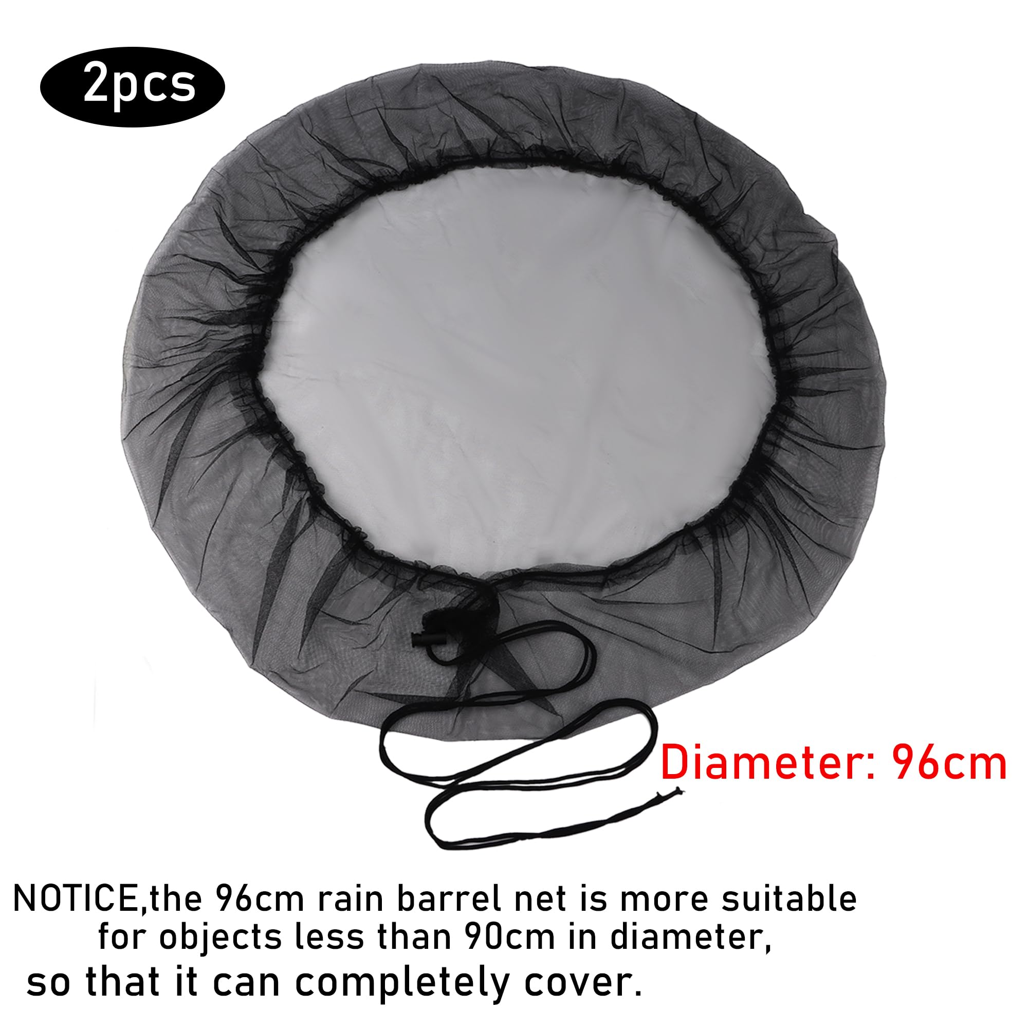 2 Stück Regentonnen Netz 96cm - Abdeckung Mit Kordelzug Gegen Insekten