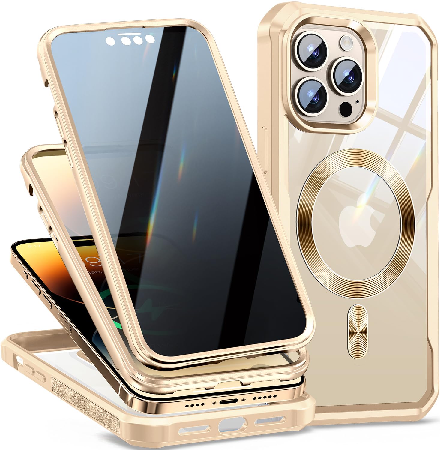 Photo 1 of [CD Loop + Privacy Screen Protector]Magnetic Case for iPhone 14 Pro Case,[Military Grade Drop Protection] Anti-peep Privacy Screen Double Sided 9H Glass Compatible with MagSafe Case for iPhone 14 Pro