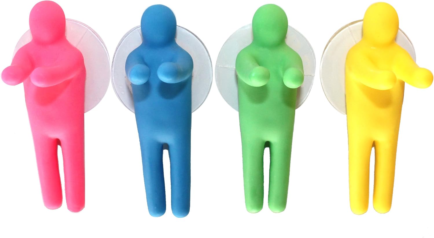 Lucore Colorful People Toothbrush Holder And Utility Suction Hook, Set of 4 Pc