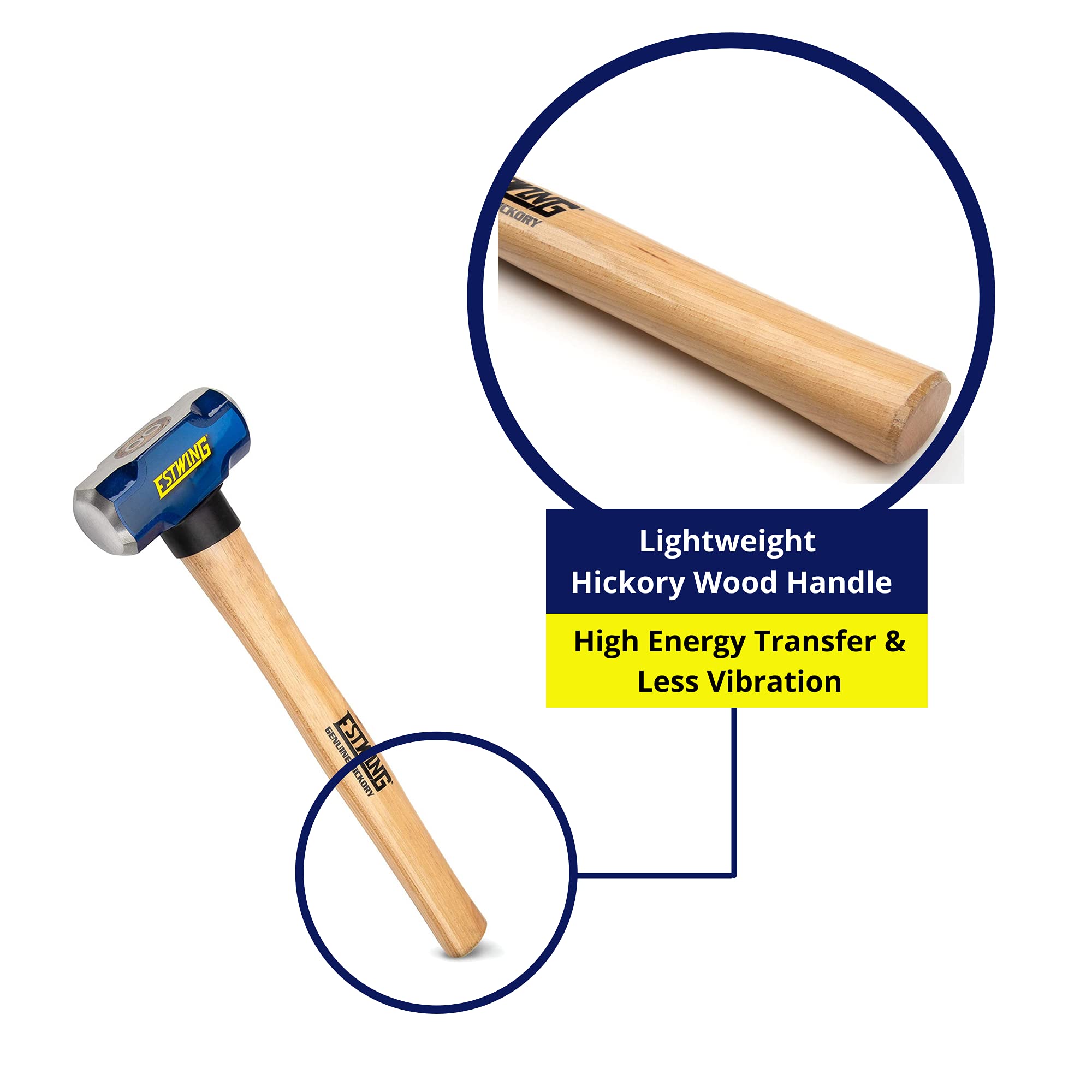 Estwing Sledge Hammer 2.7 Kg, 36" (900mm) Lightweight Hickory Wood Handle| Ideal for heavy demolition work, bending metals etc.| Tough Drop Forged Head| ESH-636W 2