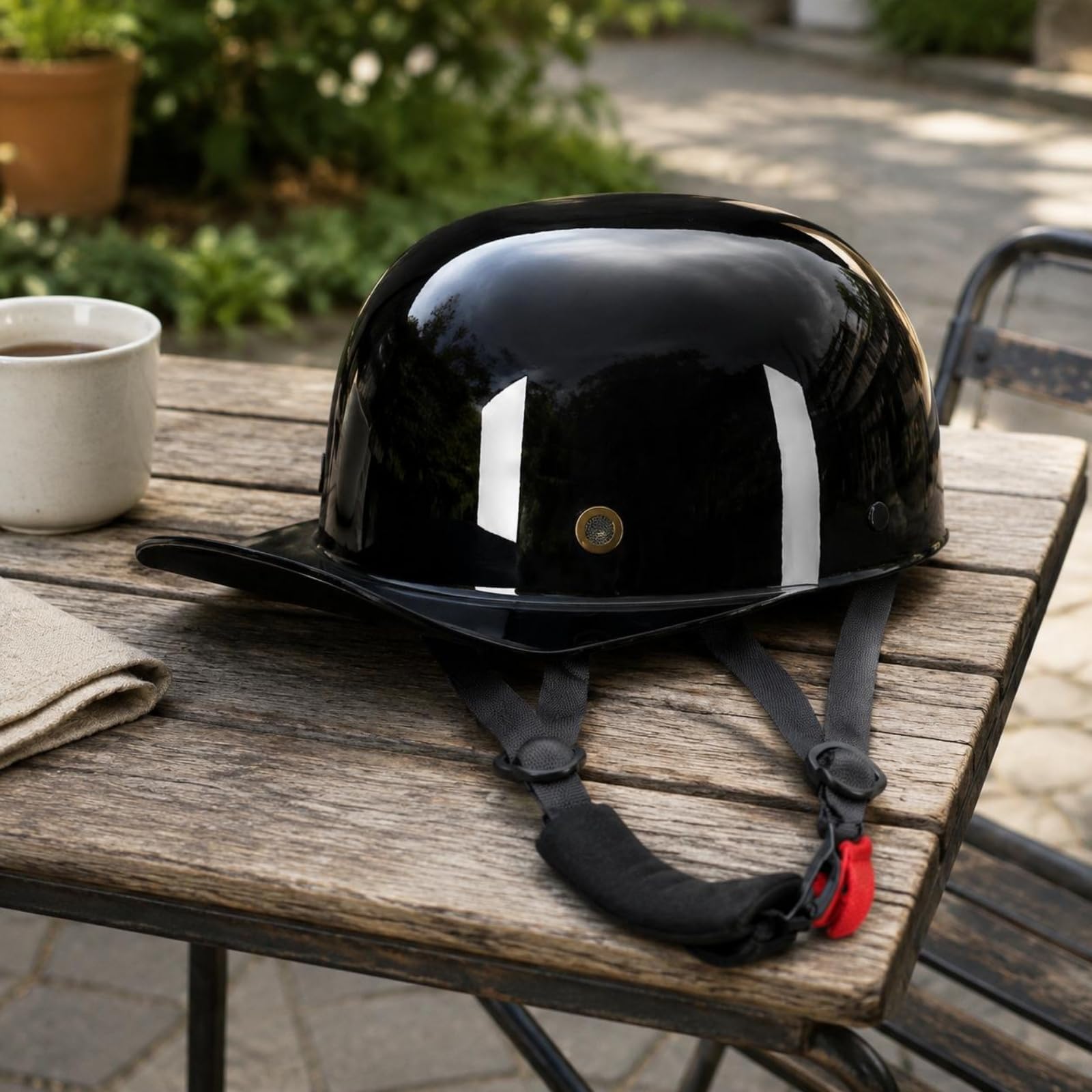 Qianly Casco a Metà Calotta Baseball Cap Casco Casco Scooter Casco Bici con Visiera in Cinturino Regolabile per Vestibilità Sicura Adatto a Commuting Viaggio, color to 1, L