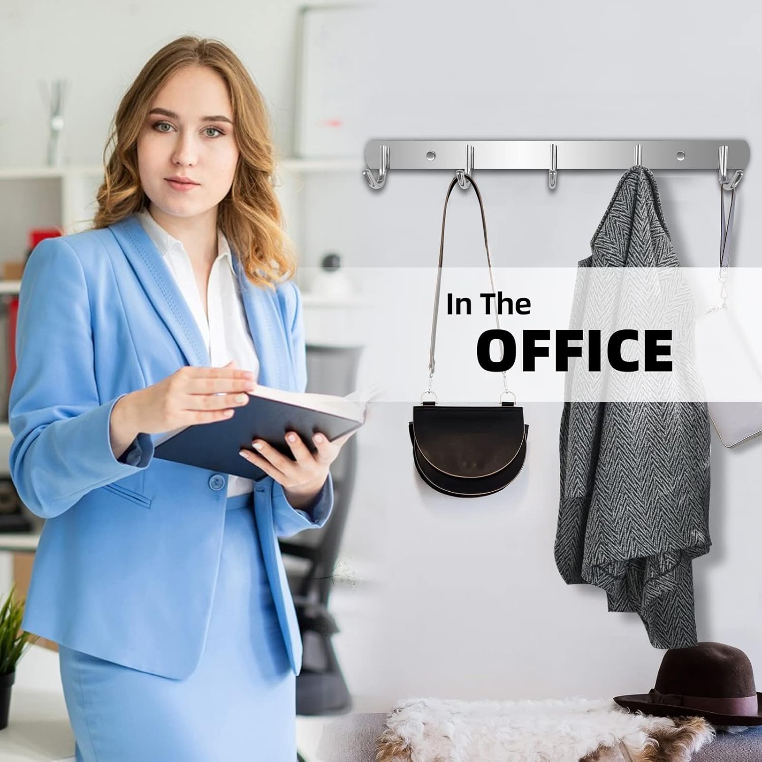 TooCust Wall Hooks for Hanging, Silver Coat Rack Wall Mount with 5 Coat Hooks 14.5", 304 Stainless Steel,Towel Hanger, Hat Hooks, Robes Hook in Bathroom, Bedroom, Kitchen, Living Room (2 Pack) - Image 7