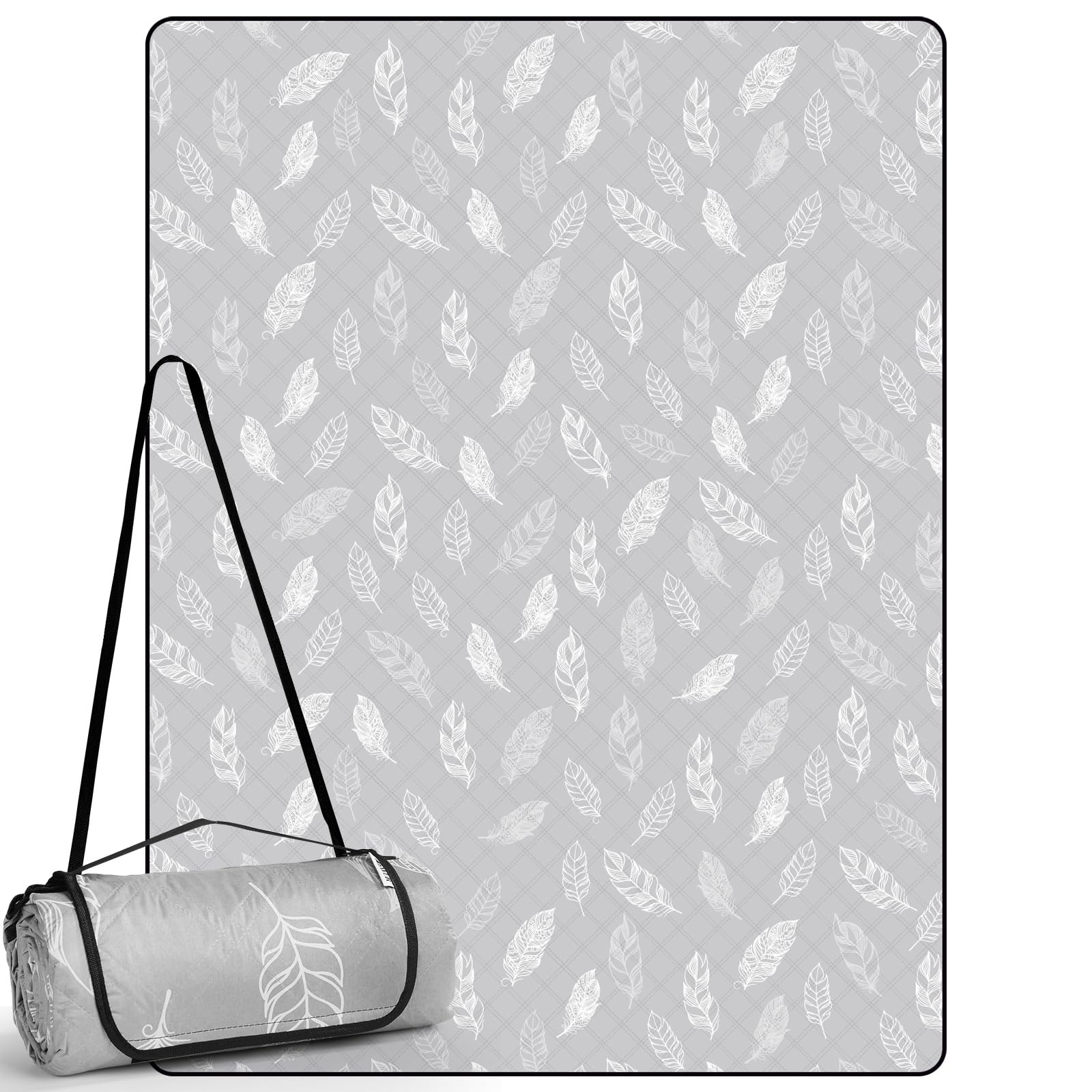 DEWUR Coperta Picnic Impermeabile Lavabile Plaid Pic Nic Telo Picnic Telo Campeggio (300 x 200 cm, Grigio)