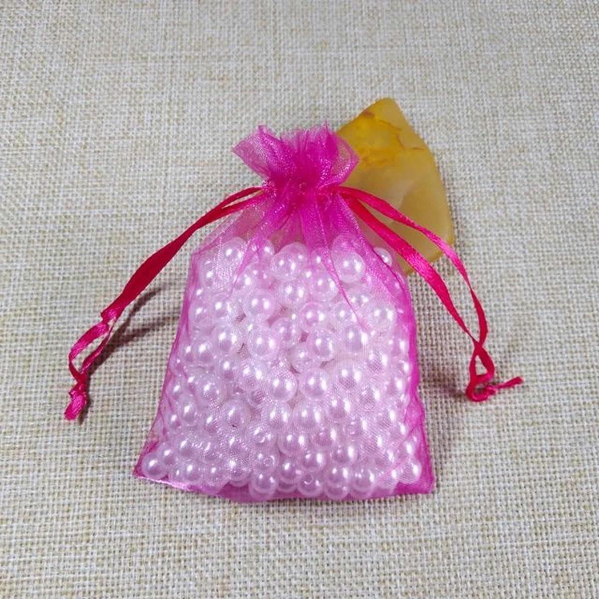 Sacs cadeaux Organza Pochettes à cordon pour bijou Sacs en Organza 7x9 9x12 10x15 13x18cm, 500 pièces/lot, emballage de mariage, sac cadeau, décoration de fête, sac à bijoux, pochettes en Organza(Rose