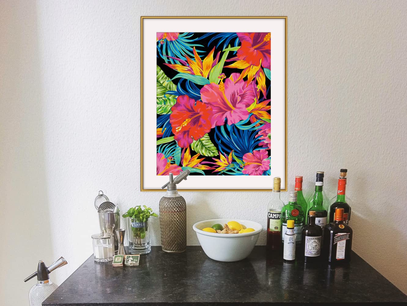 Schipper 609130851 Dipingere con i Numeri, spazi di Fiori esotici - Dipingere Immagini per Adulti, Inclusi pennelli e Colori acrilici, 40 x 50 cm