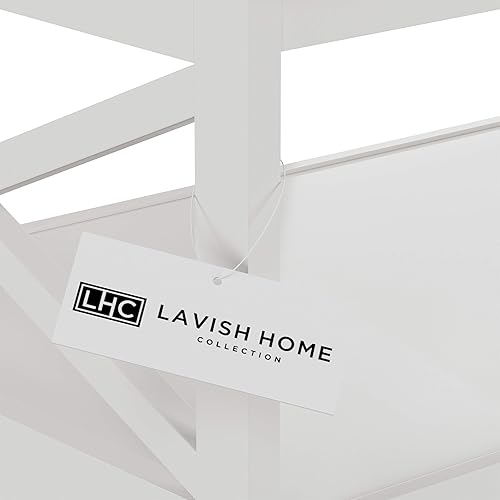 Miniatura 6 de Lavish Home - Mesa auxiliar de madera de 2 niveles, diseño de perfil bajo y patas en X, muebles de sala de estar para almacenamiento, exhibición o