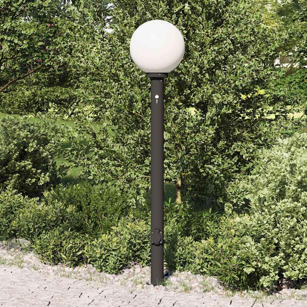 Lámpara de bolardo de acero inoxidable de 120 cm, color negro, con detector de movimiento PIR y enchufe integrado, protección IP44 para jardín, terraza, iluminación de camino, pantalla