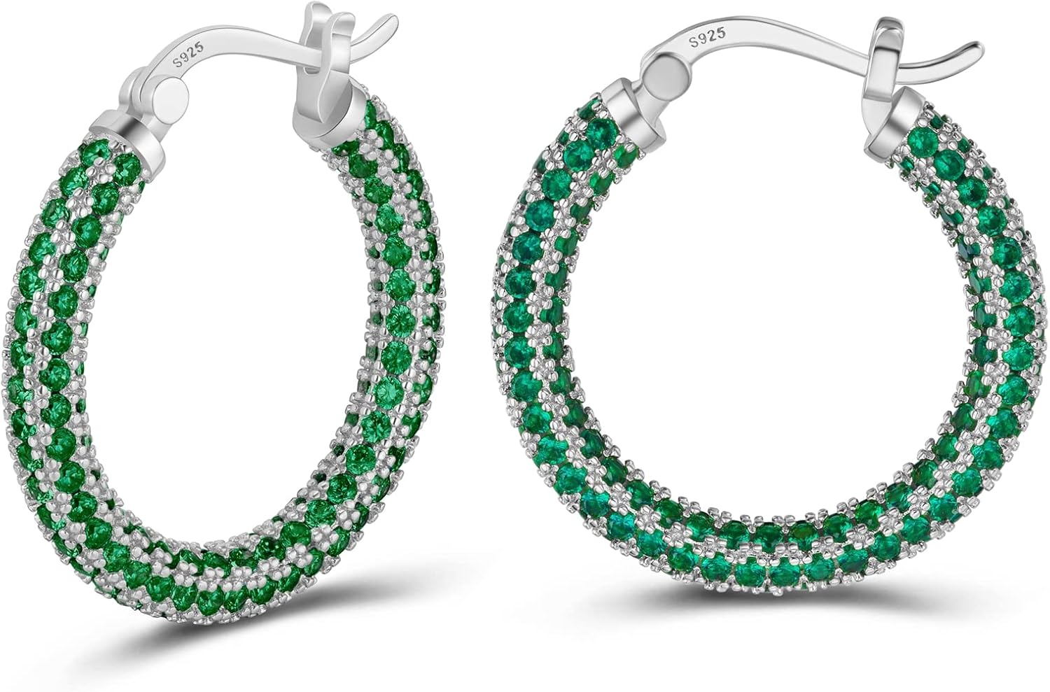 925 Sterling Silver Post Hoop Earrings for Women Gilrs Multcolors Cubic Zirconia 14K Gold Plated Chunky Silver Gold Hoop Earrings weinuo Jewelry - Image 7