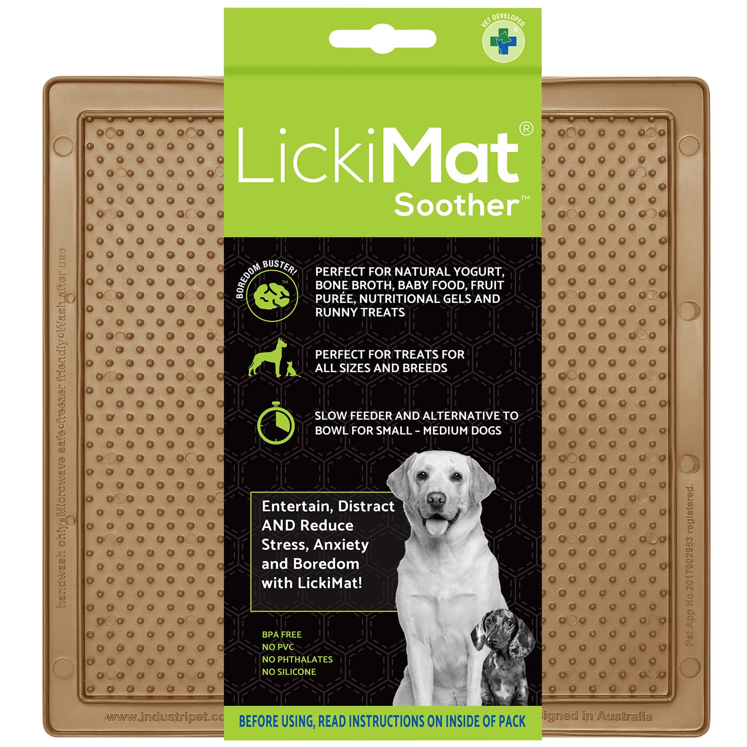 LickiMat Classic Soother, Dog Feeding Mat for Boredom and Anxiety Relief, Ideal for Food, Treats, Yoghurt or Peanut Butter, Lick Mats, Fun Alternative to a Slow Feeder Bowl, Coffee