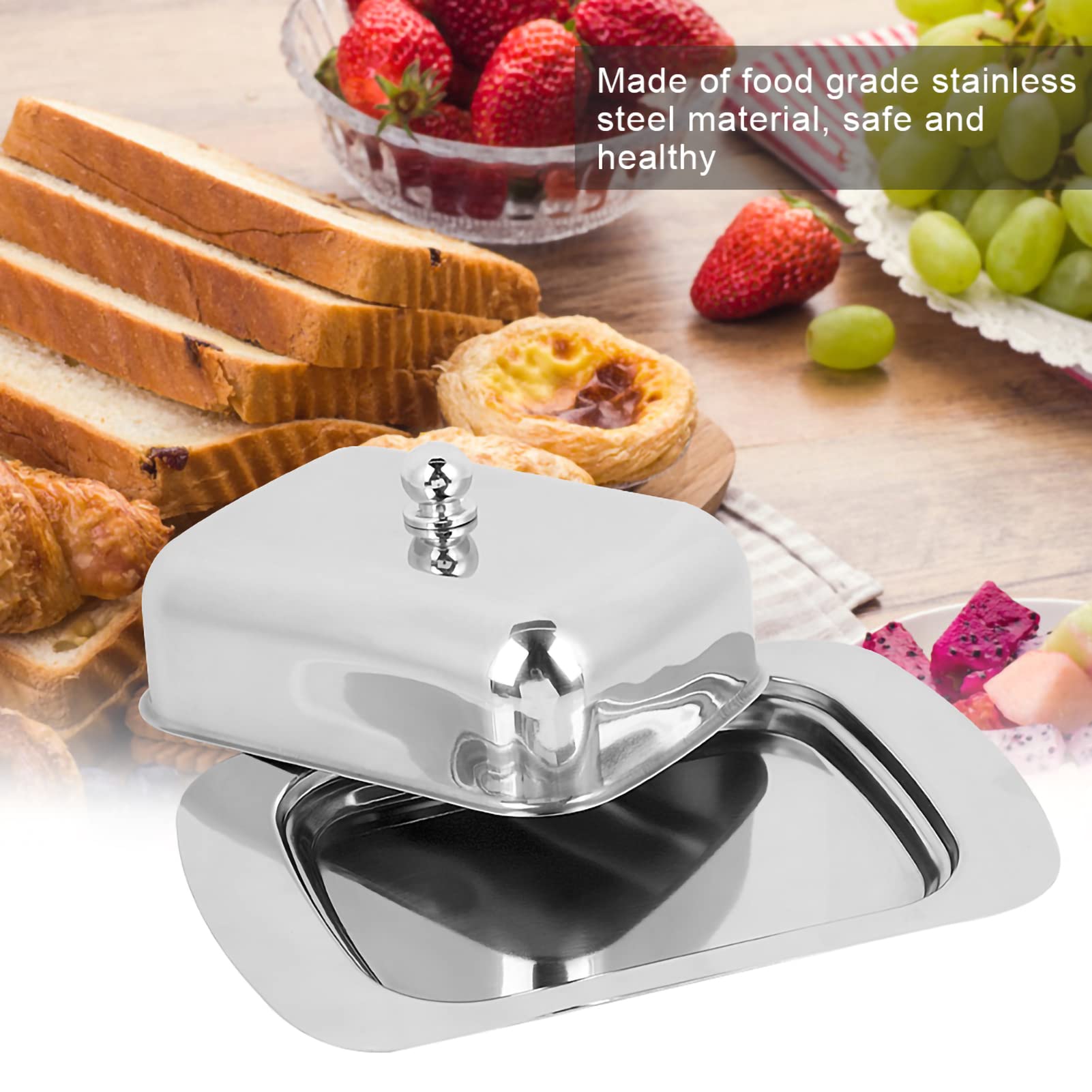 Beurrier En Acier Inoxydable Premium Avec Couvercle Transparent, Poignée Et Spatule – Élégant Et Pratique Pour Beurre, Fromage & Desserts
