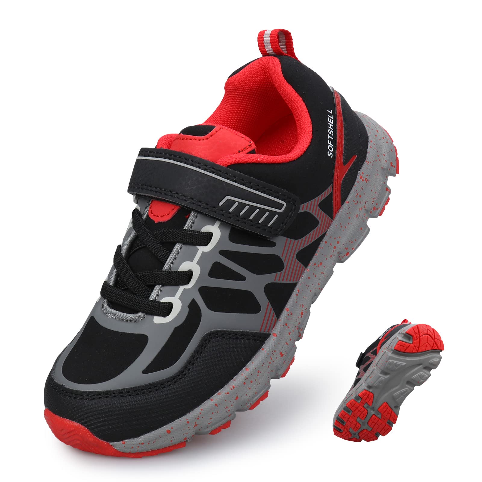UOVO Boys Trainers Kids Walking Shoes Low-Top Sneakers Children Waterproof Trekking Hiking Footwear Running Shoes Black Blue Gray Size 9 UK Child to 5.5 UK — view 19