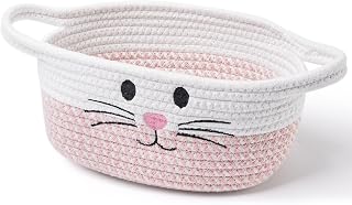 STOBSK Small Woven Baskets for Organizing with Handle Cute Cotton Basket...