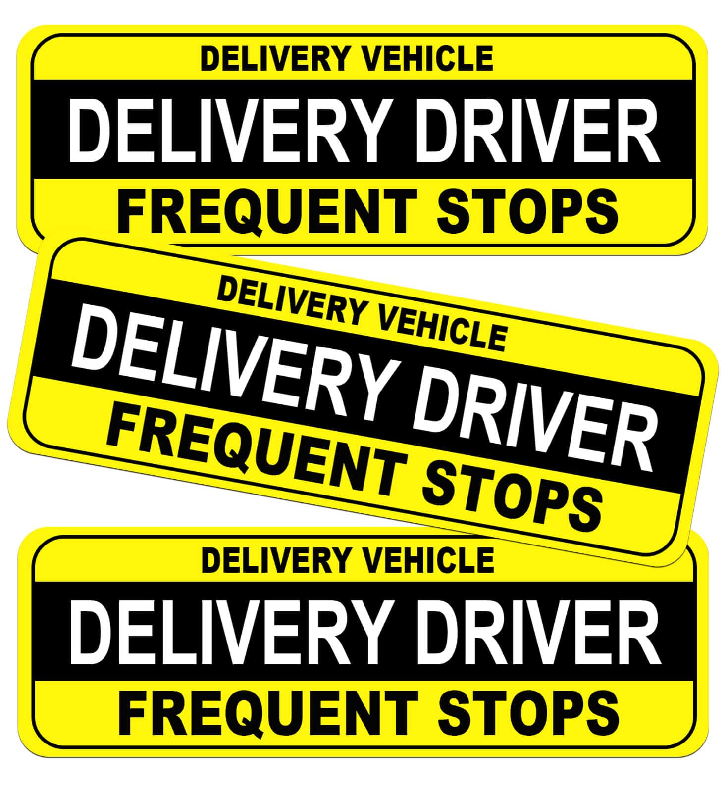 NIMONA Delivery Driver Magnet for Car - 3-Pack Caution Frequent Stops Removable Set - Reflective Delivery Magnetic Car Door Sign - Weather-Resistant 11.8 x 4 inch (Delivery Driver yellow 3 pack)
