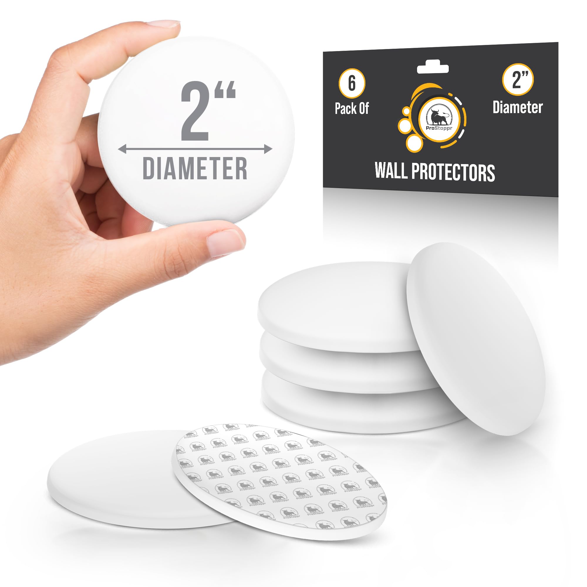 ProStoppr® Door Stoppers - Medium 2" (6 Pack) - Strong Adhesive Backing