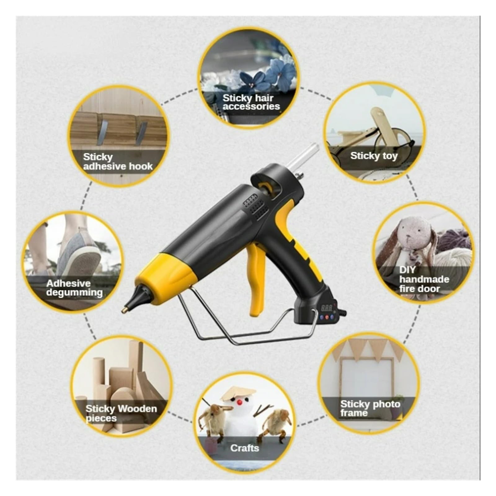 Profesjonalny Pistolet Do Klejenia Na Gorąco O Mocy 800 W Z Miedzianą Dyszą Użyj Klejów W Sztyfcie 11 Mm Plastikowe Narzędzia Do Naprawy Szerokie Zastosowanie(800W-Switch-Yellow)