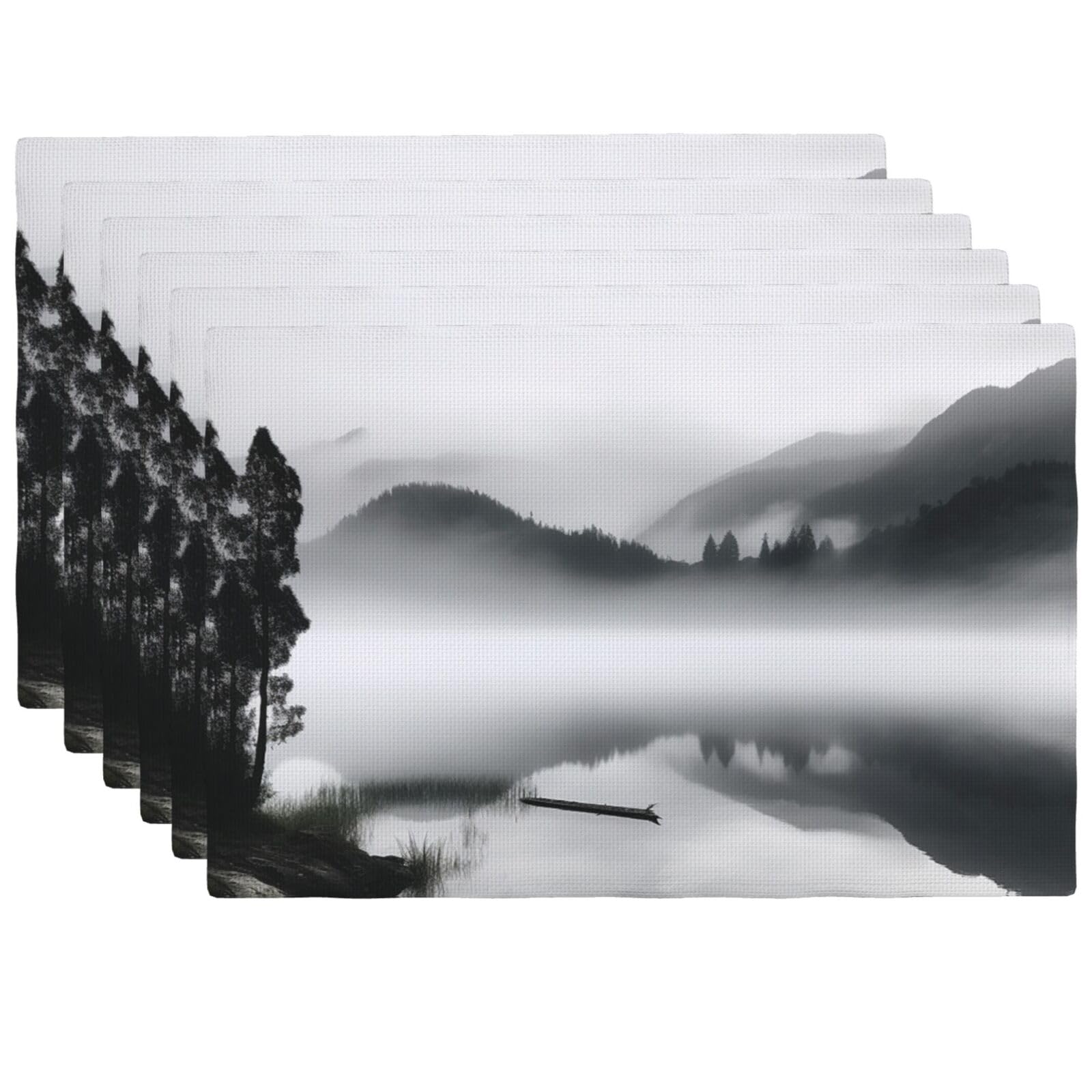 Sets de table en lin lavable haute résistance motif nature alpine