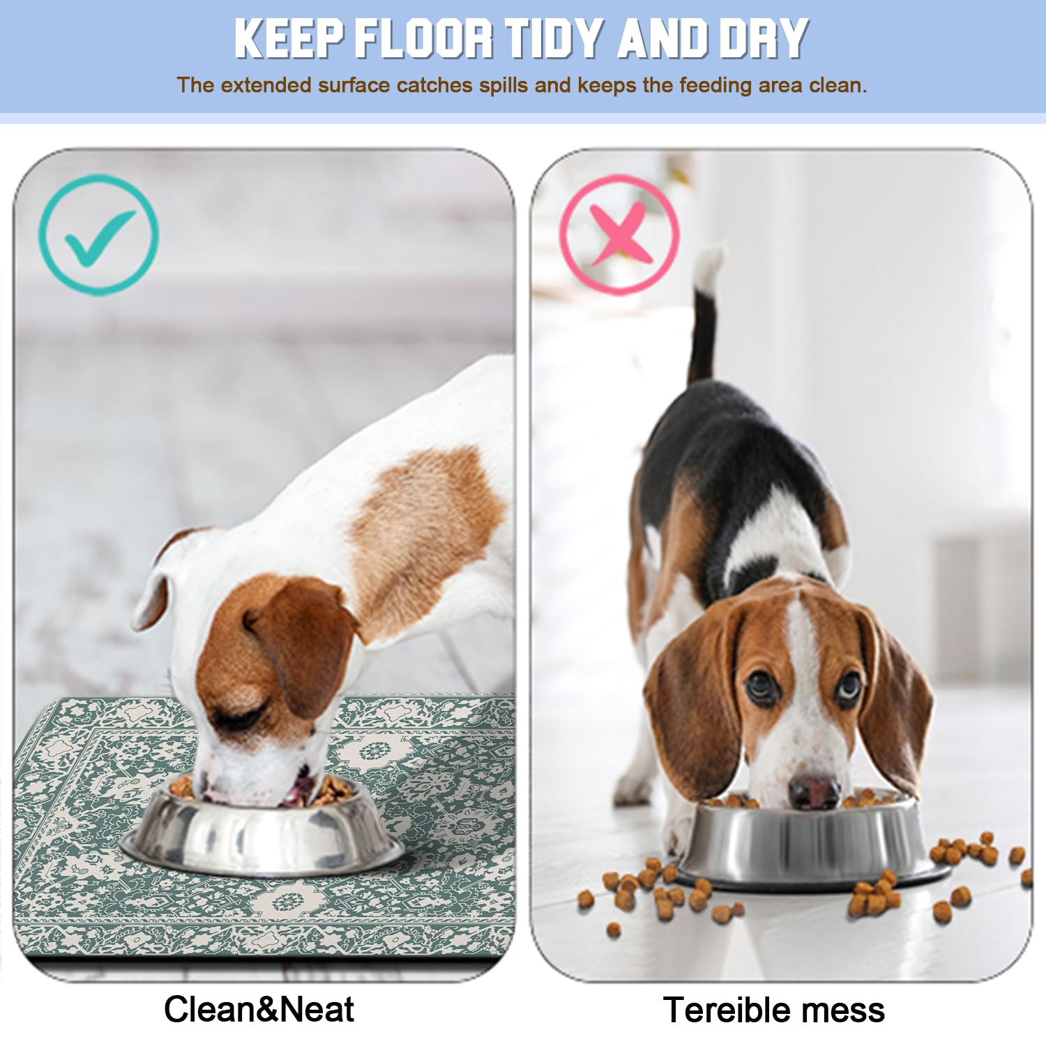 Tappetino per cibo per cani per pavimenti impermeabile per animali domestici, ciotole per cibo e acqua, accessori ecologici per cani, diatomite, forniture per animali domestici, 40,6 x 61 cm