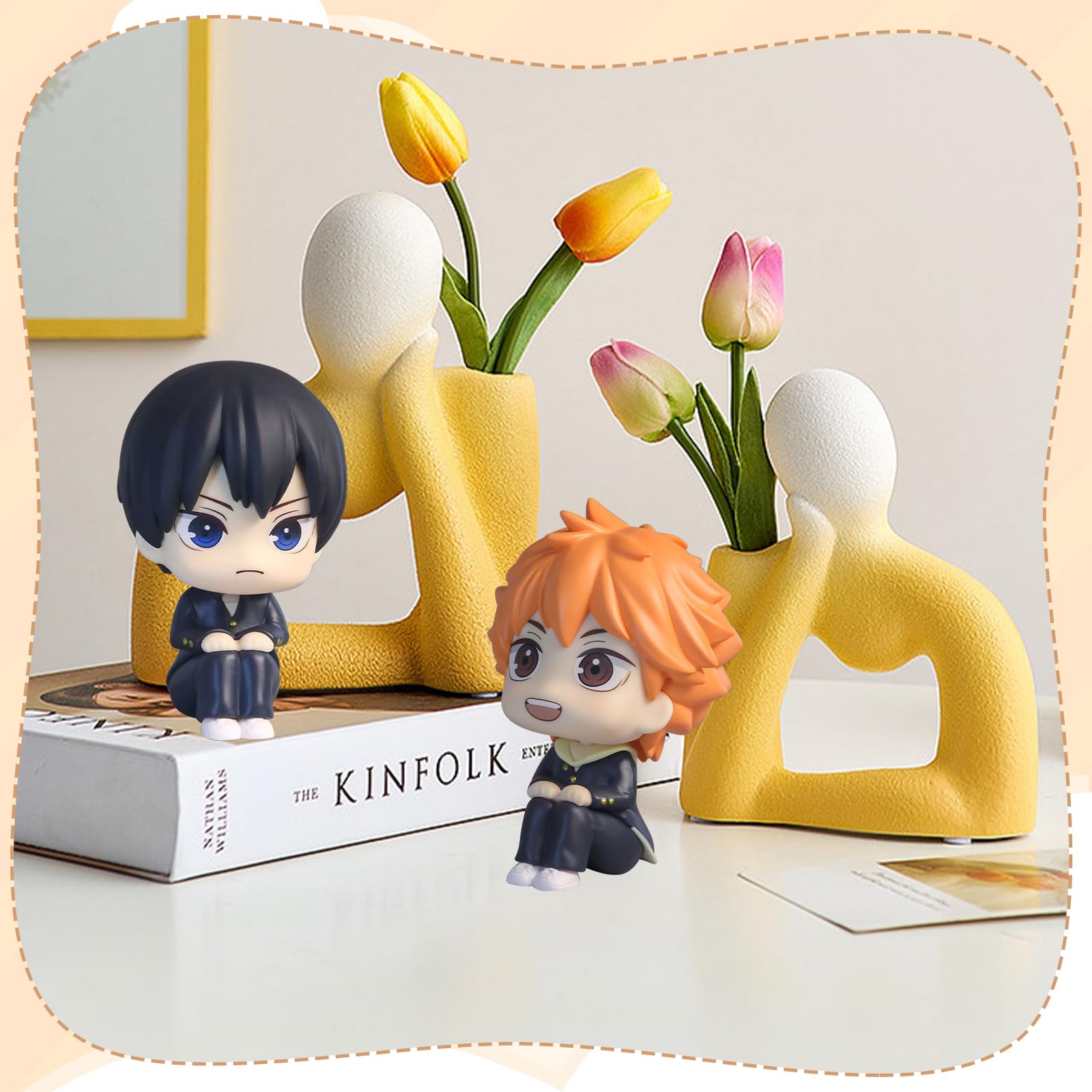 Haiikyuu Statua, Haiikyuu Modello, 2 Pezzi Desk Decor, Hiinata Shooyo e Tobiio Kageeyama Scultura, Anime Decorazione da Scrivania per Collezione, Regali per Gli Amici