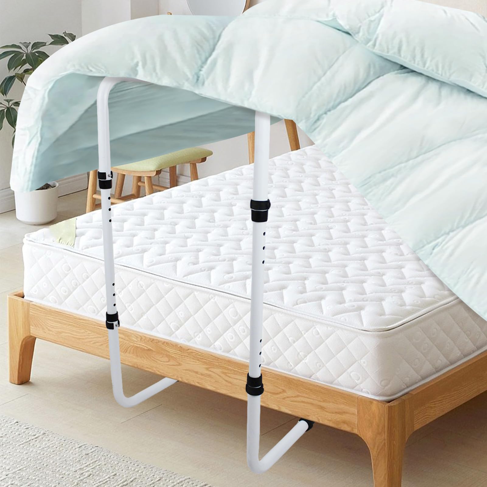 Elevador de Mantas Soporte Ajustable de Acero al Carbono para Sábanas | Dispositivo de Asistencia para Cuna de Cama, Elevador de Mantas Resistente