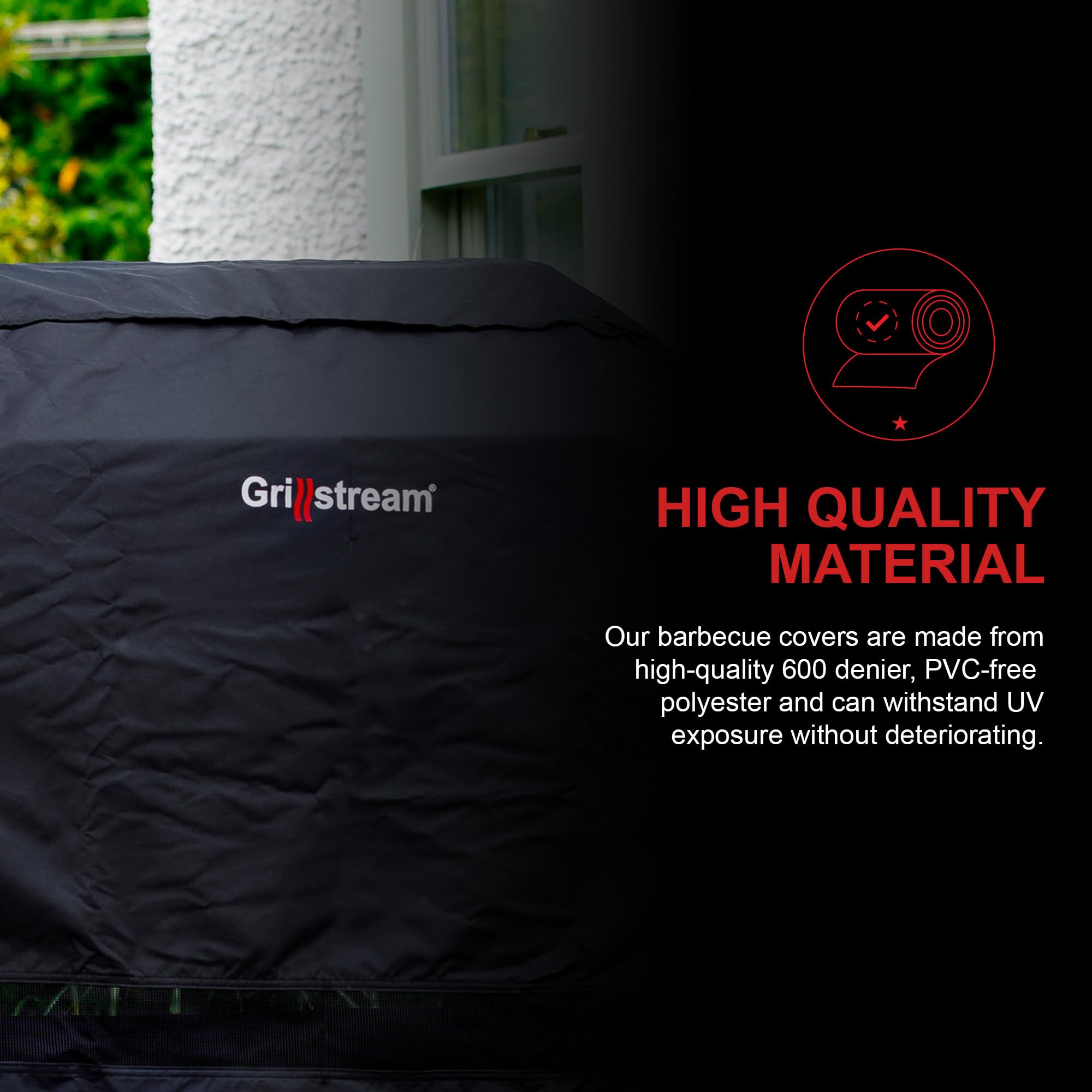 Grillstream Funda para barbacoa de 6 quemadores, resistente a los rayos UV y al agua, material transpirable y duradero con hebillas seguras