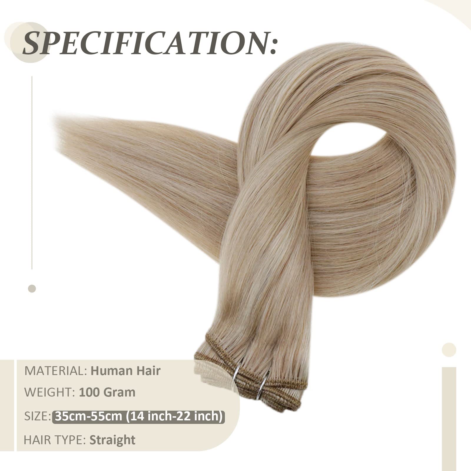 Fshine Extension Capelli Veri Matassa Highlight Biondo Cenere Con Biondo Candido Extension Tessitura Capelli Umani Veri 60cm Extension Capelli Remy Matassa 100g Extension Cucite #18P613