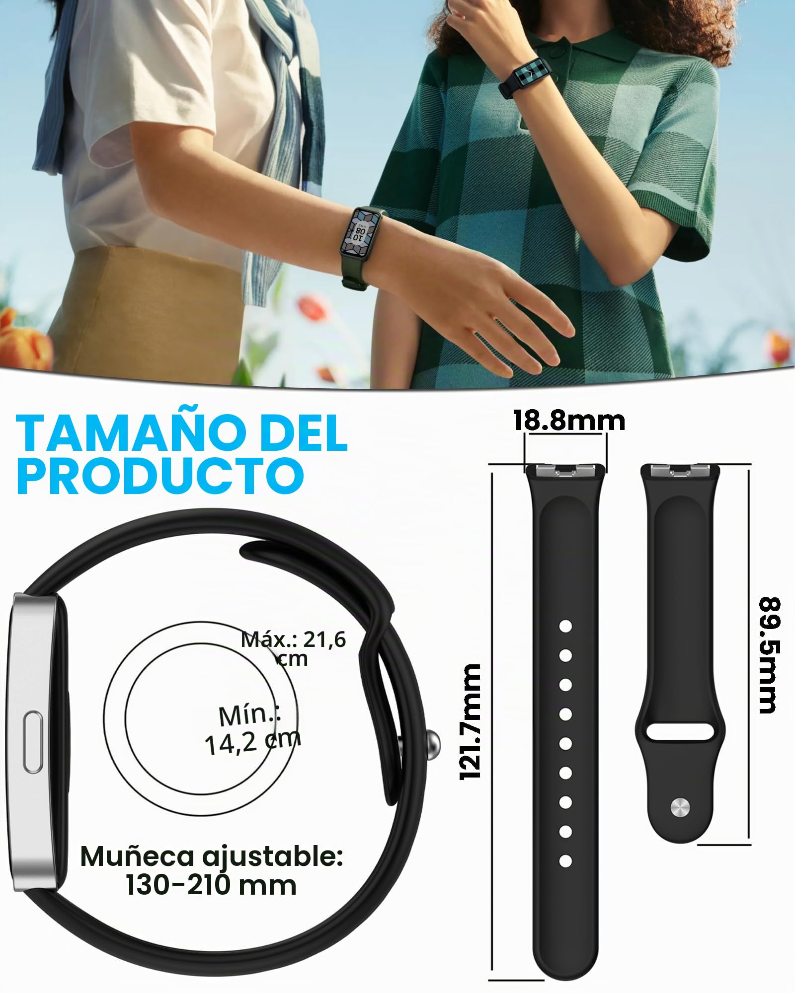 Correas Compatibles HUAWEI Band 10/9/8, Pulseras Deportivas Suaves Transpirables Liberación Rápida, 6 Piezas