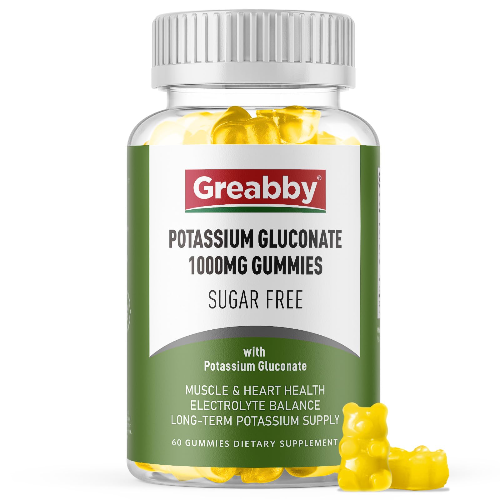 Potassium Gluconate 1000mg, Electrolyte Gummies for Adults, 60 Count