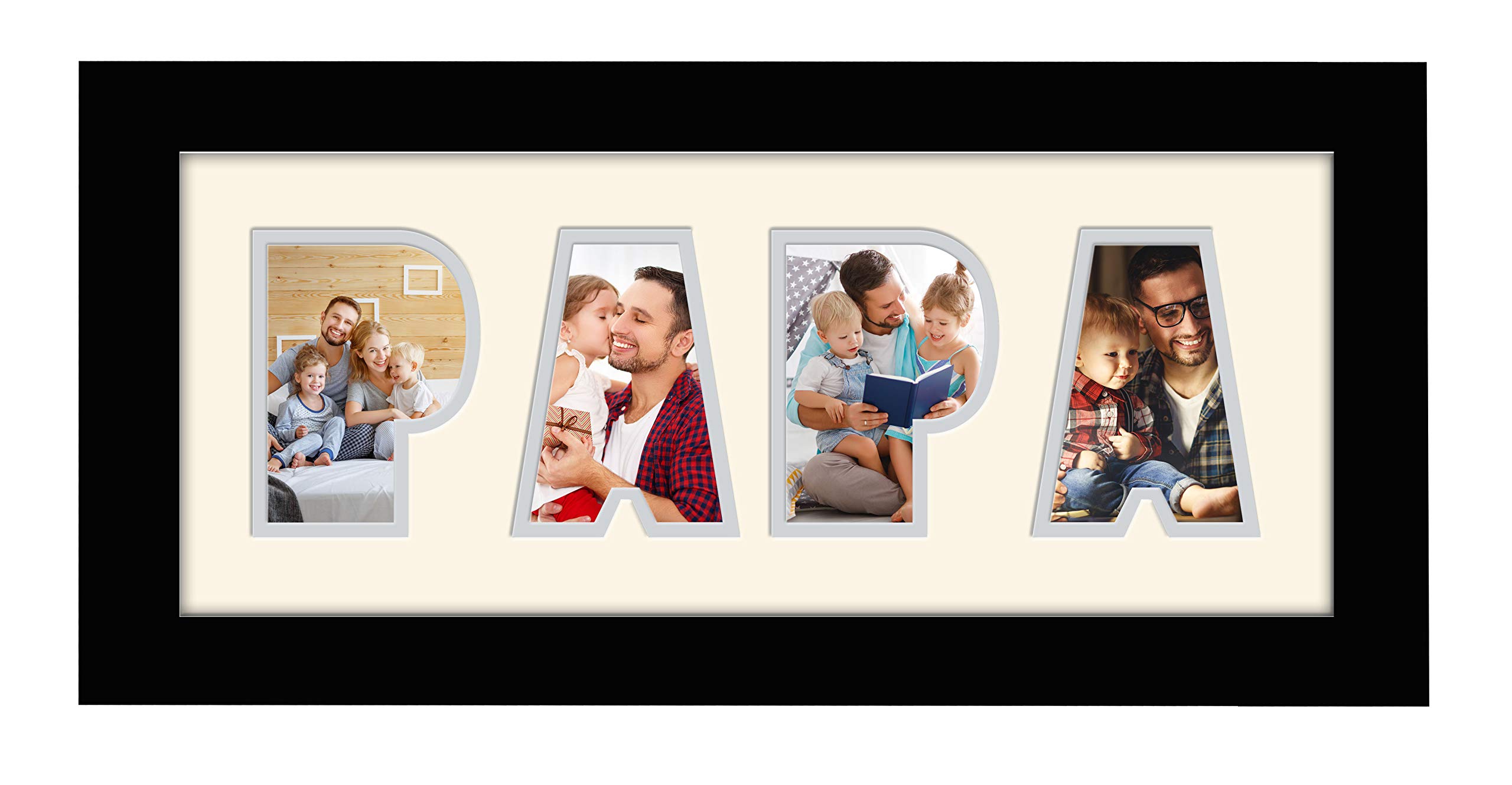 Photos In A Word Black Finish Frame Cream Mount Grey Inside Papa Photo Frame Word Photo Frame 1247-Bb (Black Finish Frame Cream Mount Grey Inside)