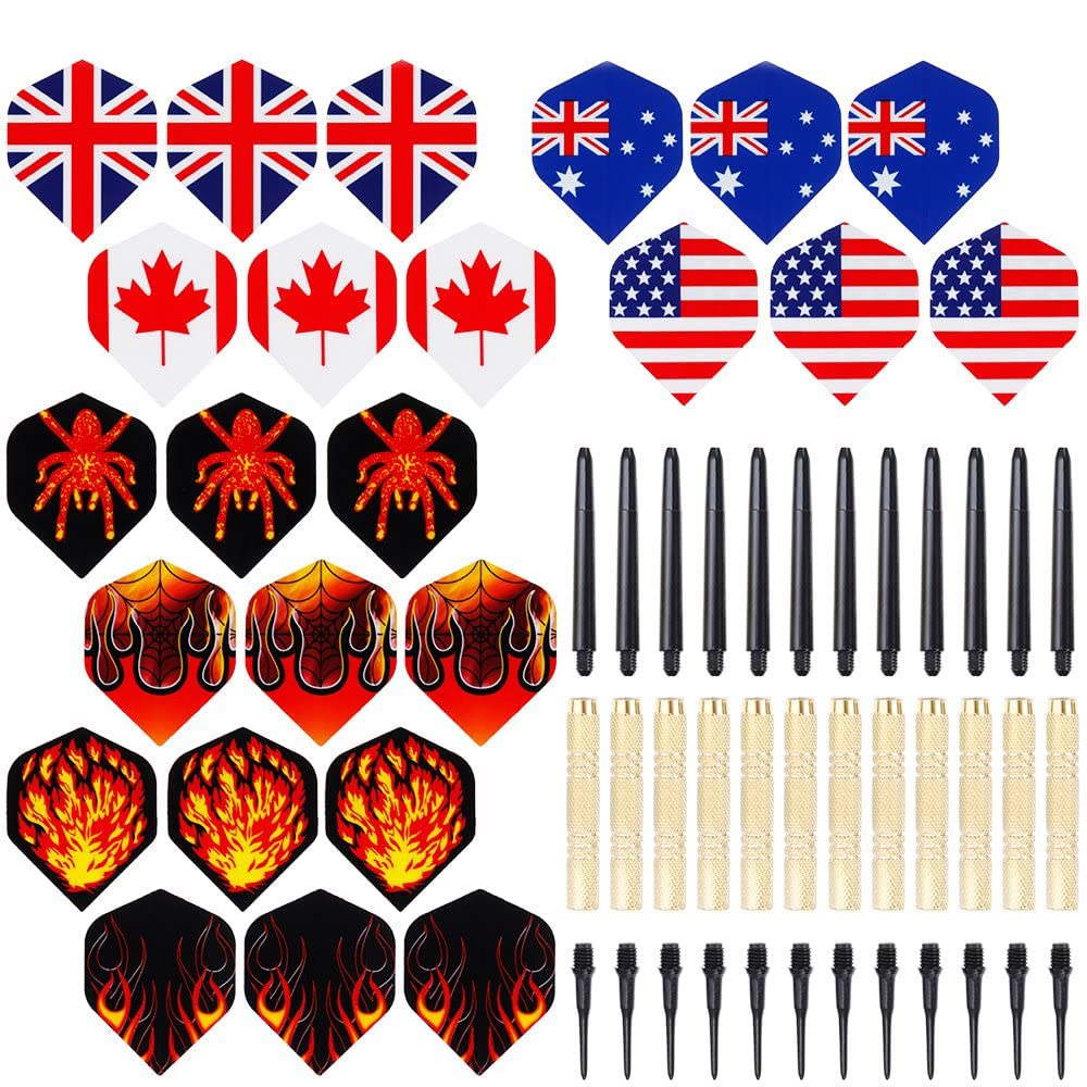 Nabance Freccette Professionali Punta Plastica, Set di 12 Freccette Morbide per bersaglio elettronico con 8 Style, 36 Punte Morbide di Freccette e 12 Alette