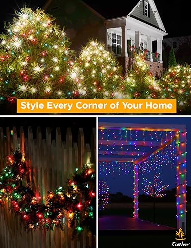 Miniatura 9 de EcoNour Luces centelleantes para árbol de Navidad  Luces de racimo para exteriores, tira de luces de petardo de Navidad con 8 modos, función de