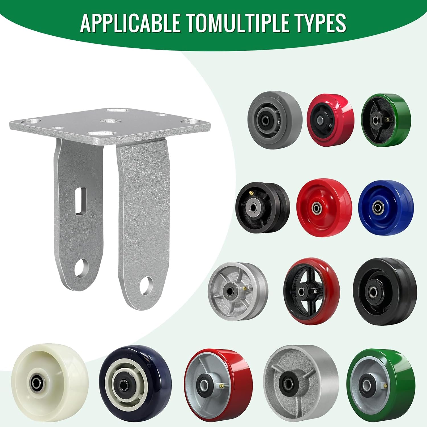 6" x 2" Rigid Caster - Heavy Duty Zinc Plated Steel Frame, 4" x 4 1/2" Plate, 1200 lb Capacity, Replacement Caster Fork for Carts, Furniture, and Industrial Equipment (4 Rigid)