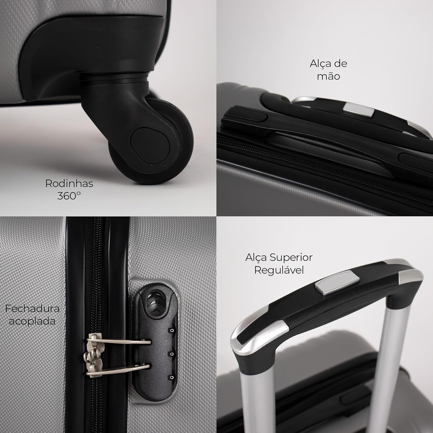 Kit de malas de viagem P/M Londres Swiss Move Prata Kit de malas de viagem P/M Londres Swiss Move Prata