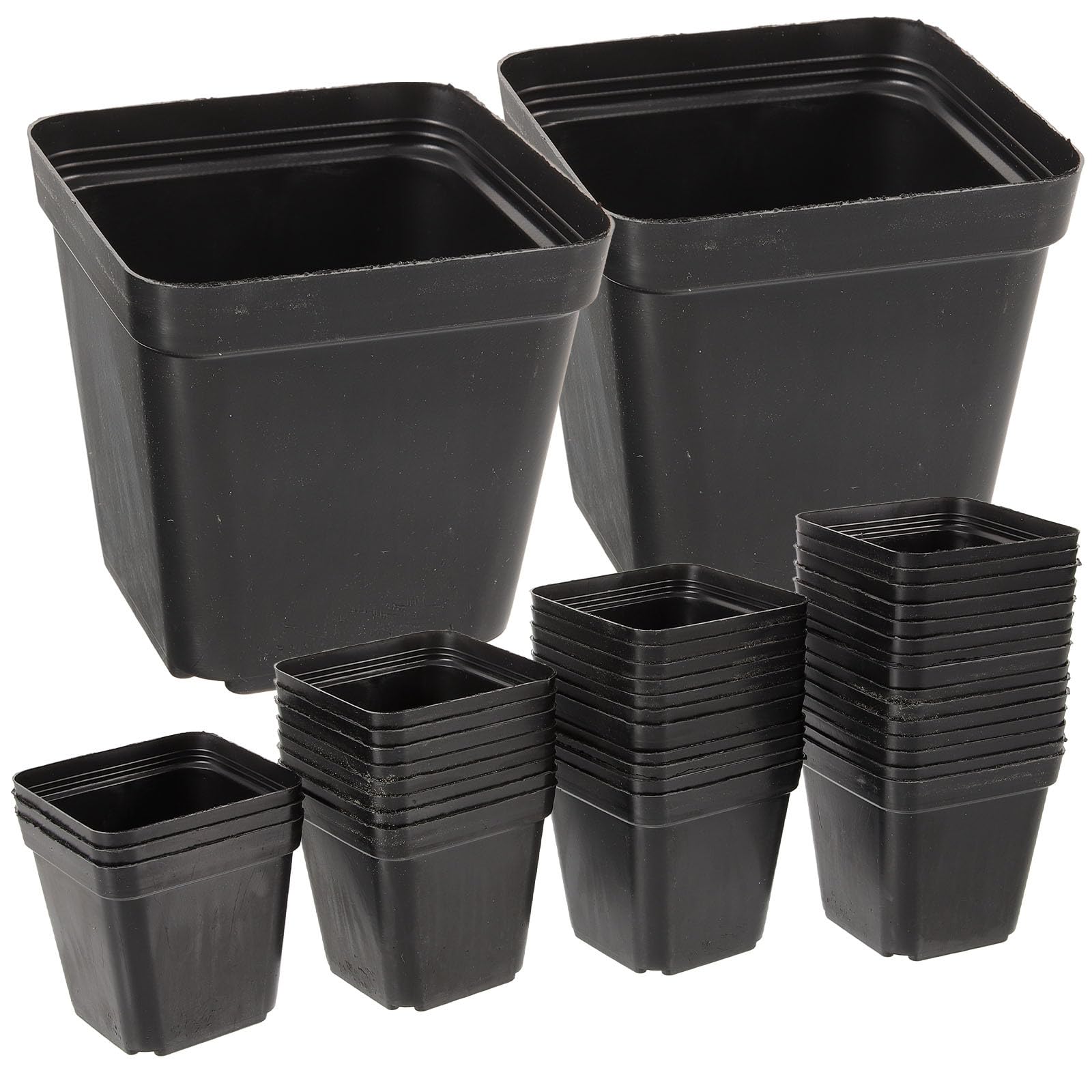 VALICLUD Lot de 120 Pots de Semis Carrés en Plastique Noir avec Trous de Drainage, Légers et Faciles à Nettoyer pour Culture et Plantation de Jeunes Plants