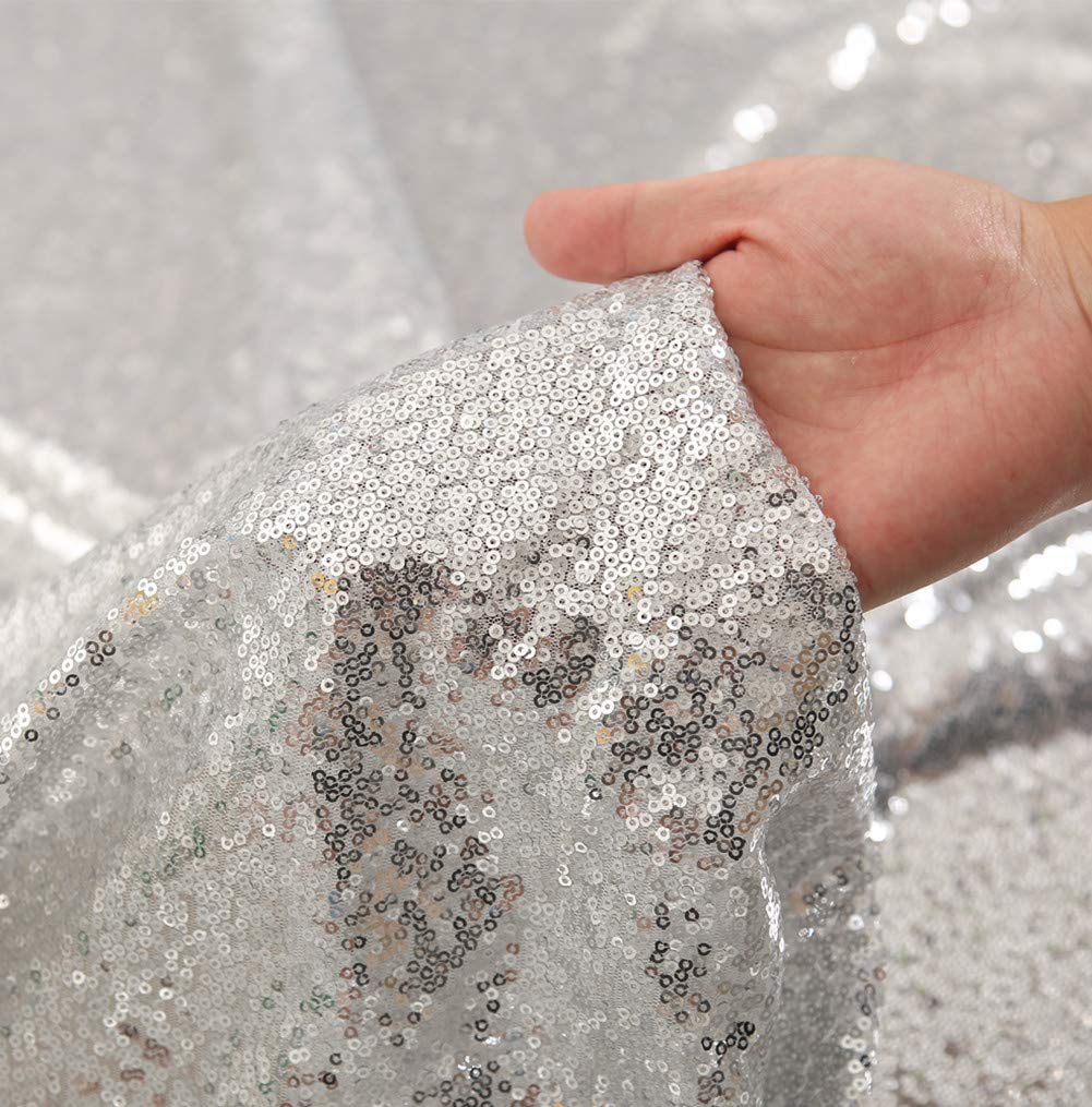 SquarePie Sfondo con paillettes 3,4 m x 3,4 m, tenda argentata per fotografie, fotografie, matrimoni, decorazione patry