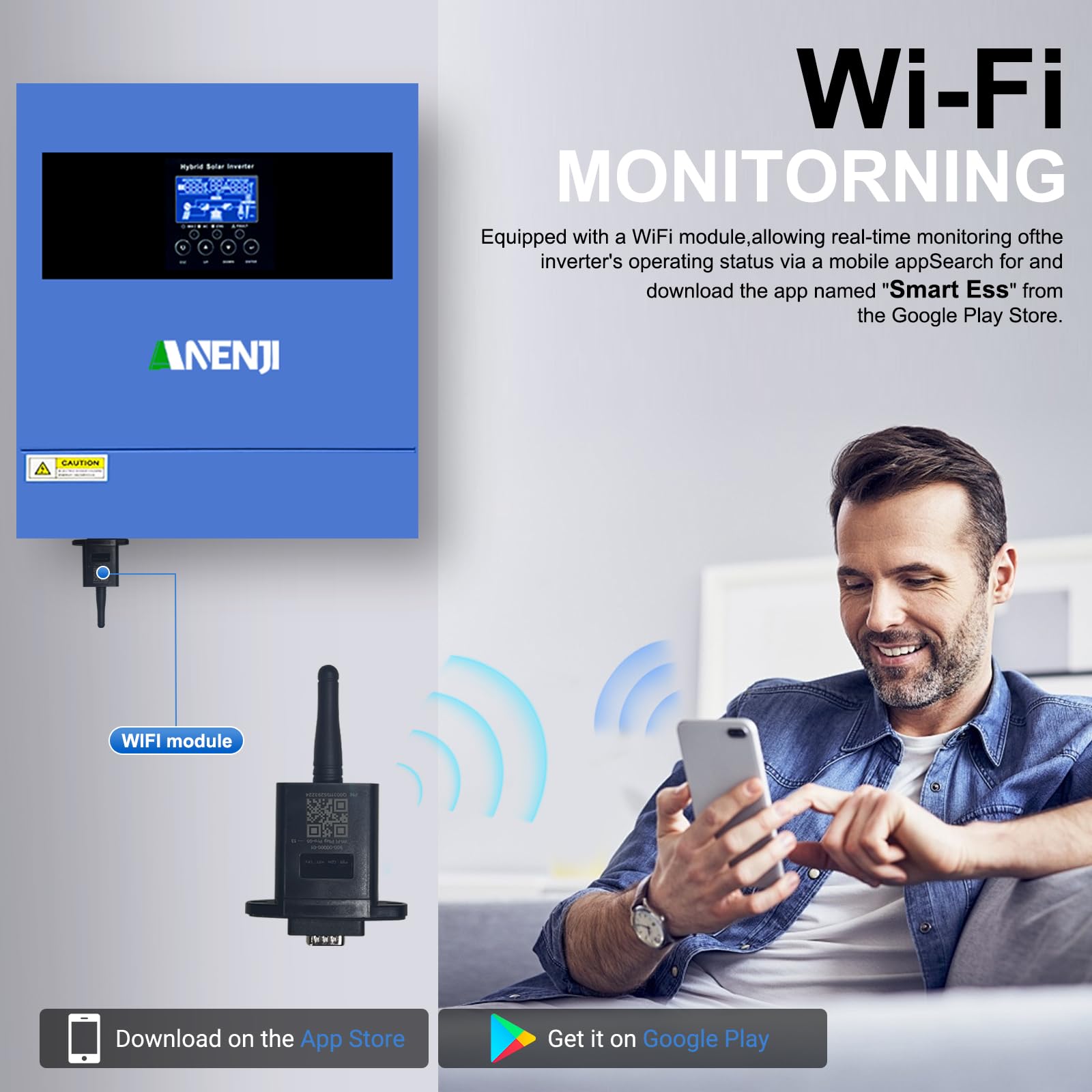 4200W Inverter Ibrido 24V Inverter Fotovoltaico a Onda Sinusoidale Pura, MPPT da 100A Tensione di Ingresso Fotovoltaica Massima di 500V, Adatto Per Batterie al litio da 24V, con Modulo WiFi