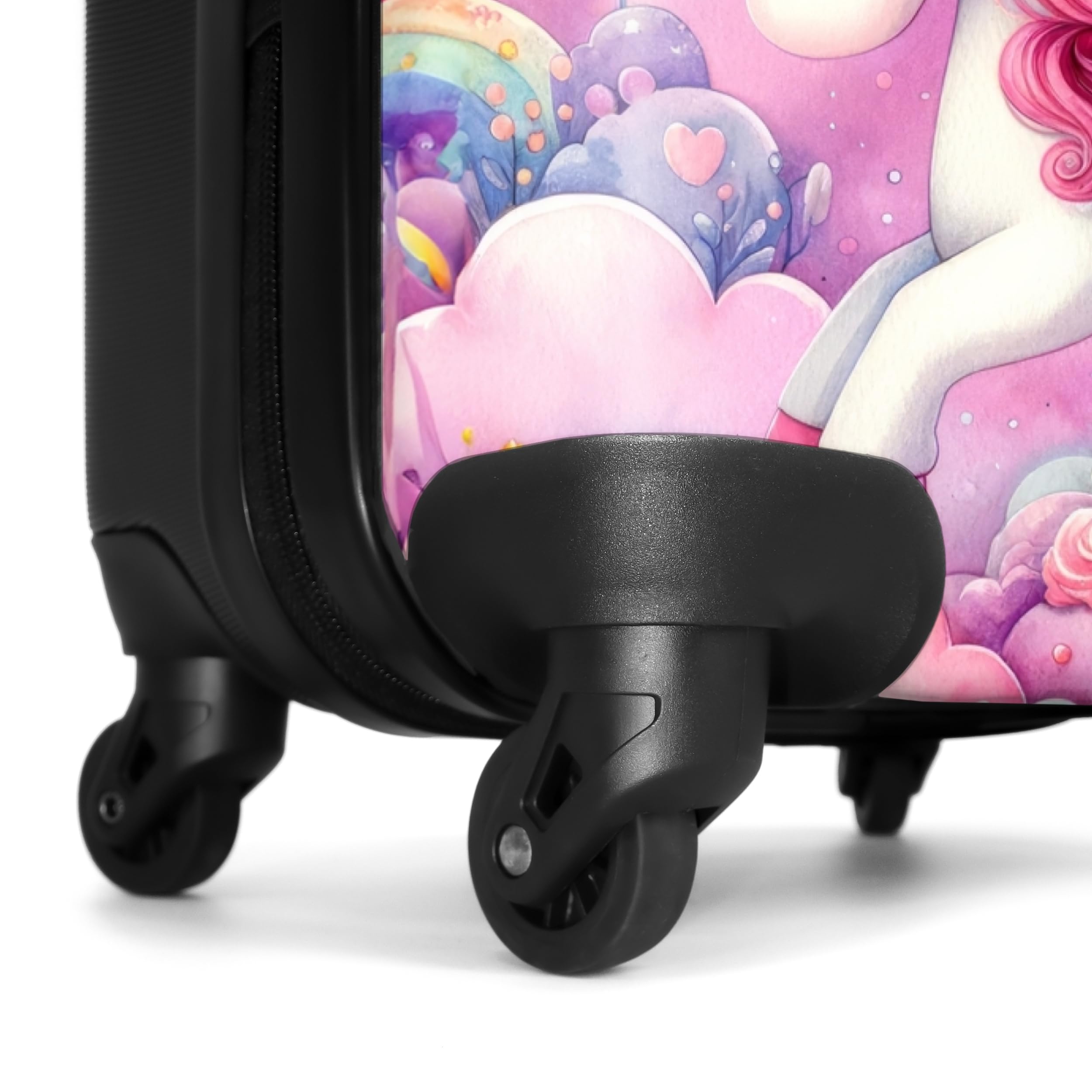 NoBoringSuitcases.com Kinderkoffer Personalisiert für Mädchen - Großer Reisekoffer, TSA, 20kg Gepäck, Mittelgroß (Prinzessin-Regenbogen, 67 cm - 72 L)