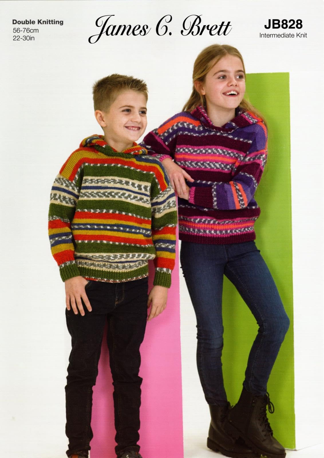 James C Brett Double Knit Pattern JB828 Hooded Sweater 22 - 30 ins Intermediate