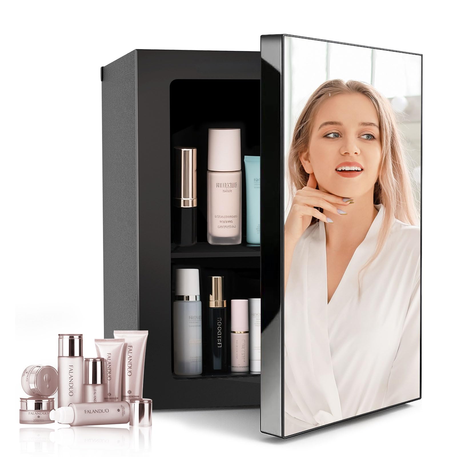 DollarDash 24 Can Mini Fridge with Mirror, 0.9 Cu.Ft Compact Beverage Quiet