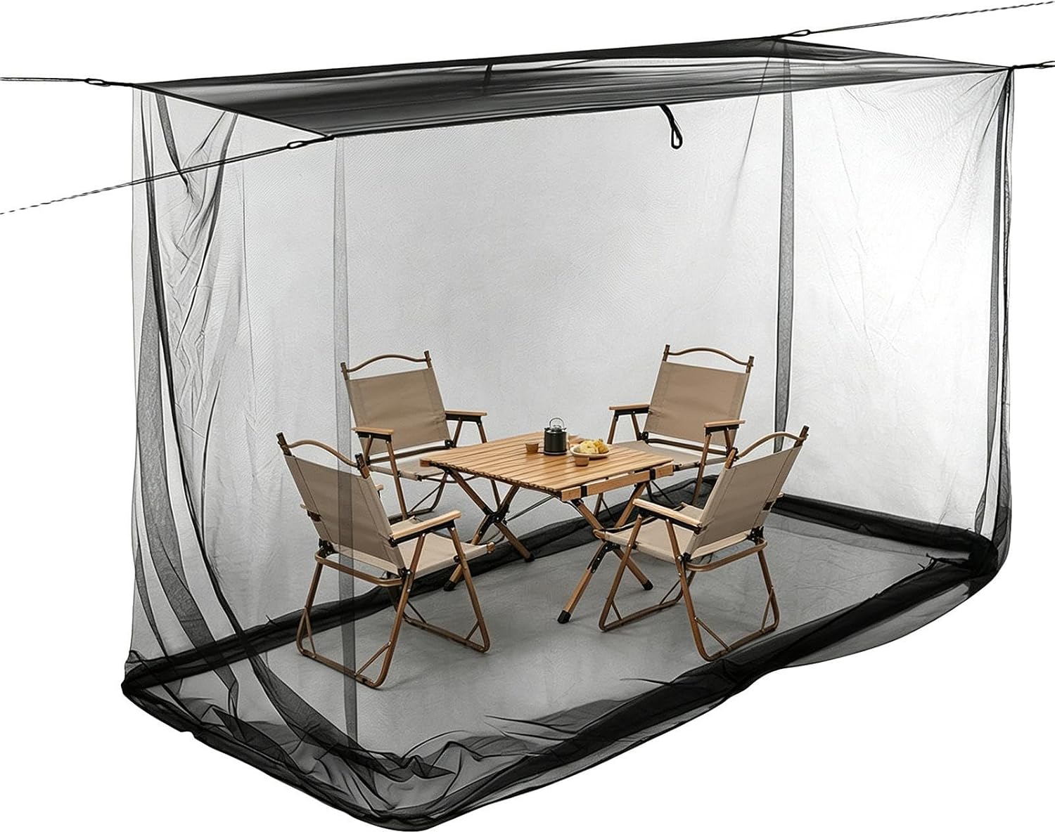 Extra Fly Netting, Rectangular Foldable Portable, Summer Bed Canopy Aid with Sturdy Build, Device for Drapes Hiking Camping Travel Patio Terrace Backyard Porch Wild Parks Daily