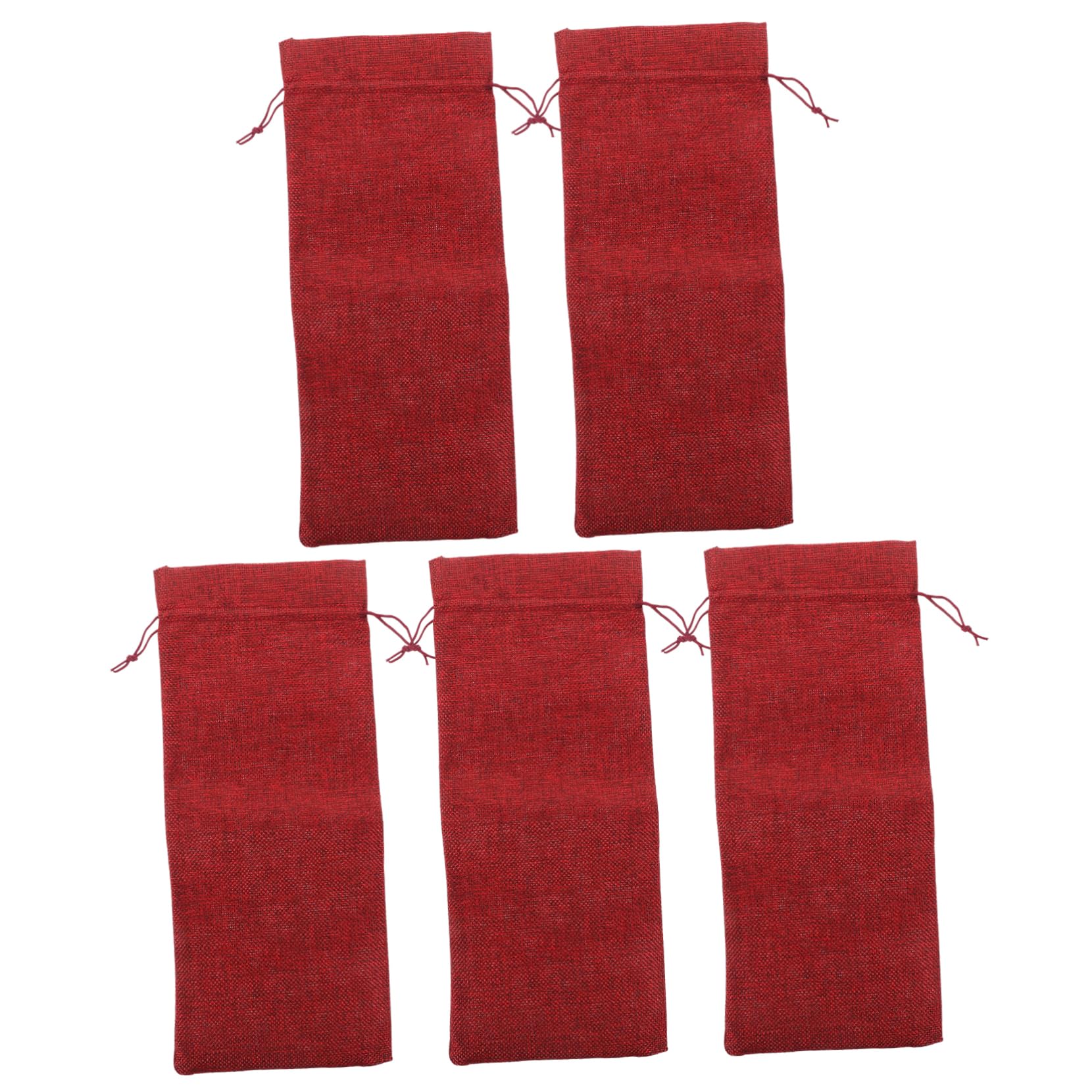 Mobestech 5 Ensembles À Bouteille De Vin en Toile De Jute Boire Canettes De Boissons Gazeuses Empileur Sachet Toile De Jute Noel Poche À Vin À Vin Réutilisable Lin Rouge 5 Pièces * 5