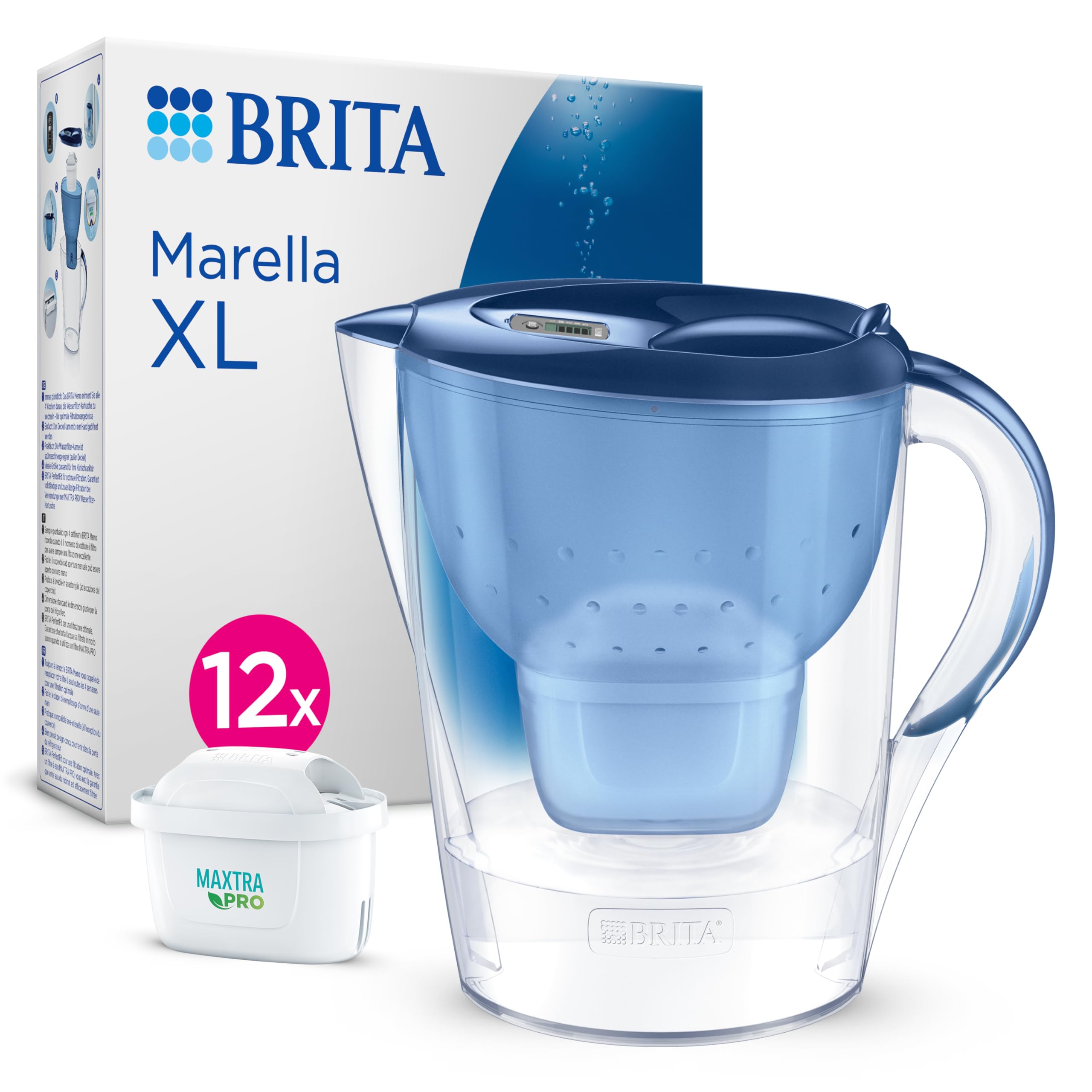 BRITA Marella XL ALL-IN-1 Filtreli Mavi Su Arıtma Sürahisi – 12 Filtreli