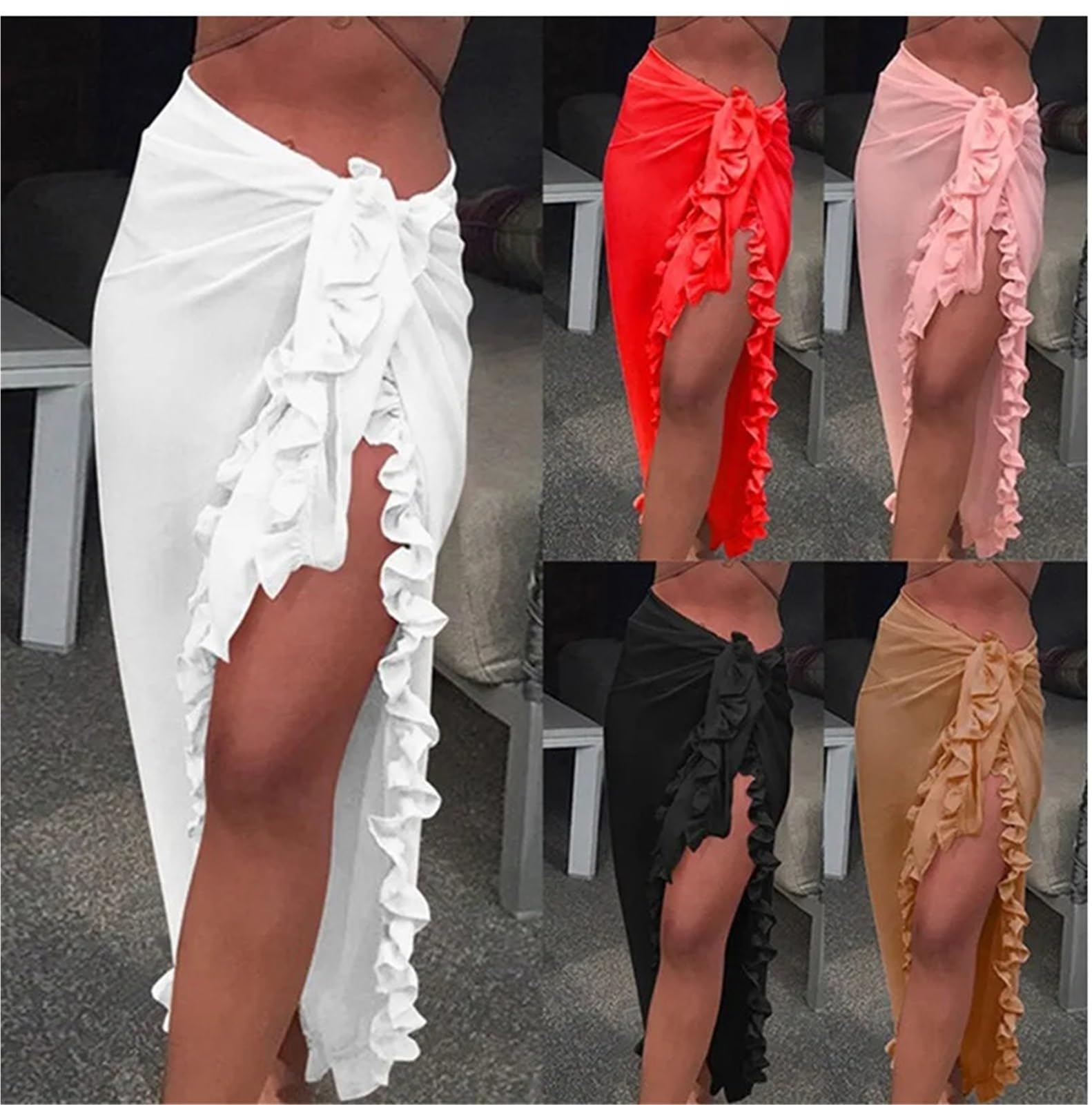 Sommer Solid Bikini Langen Rock Strand Kleid Schwimmen Sonnenschutz Schwimmen Abdeckung Ups for Frauen Für Urlaub