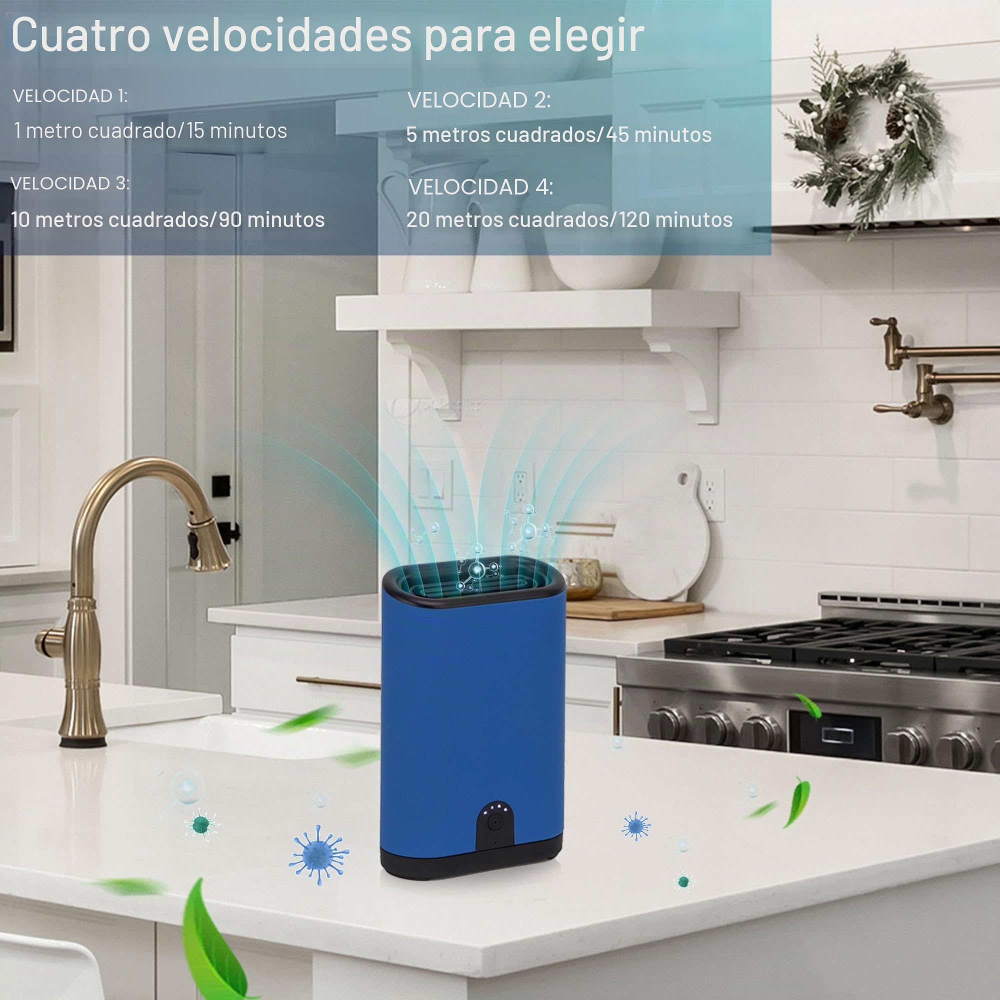 TRIROCKS Generador de Ozono Purificador de Aire Portátil Ionizador Recargable para Eliminar Humo, con Batería de 5000mAh, Ideal para Hogar, Coche, Cocina, Dormitorio, Oficina y Mascotas