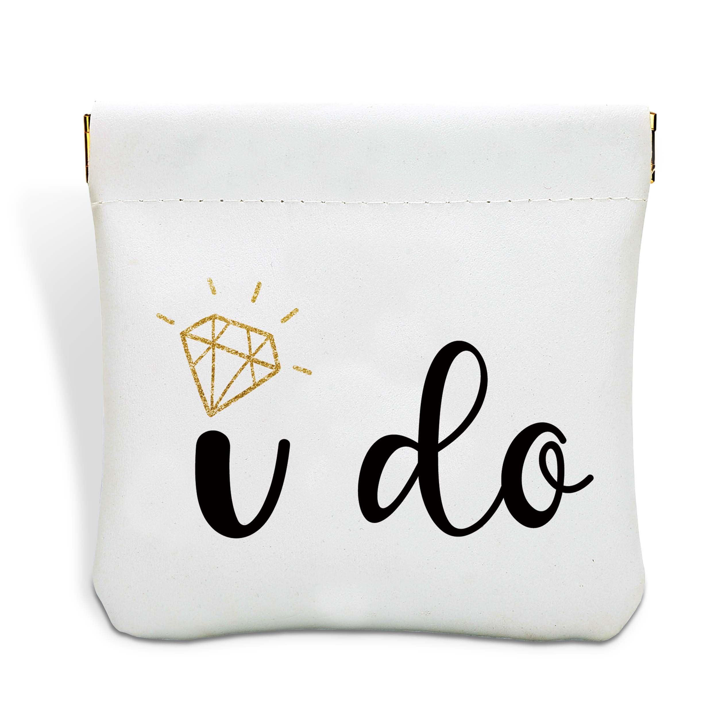 Sxurt I Do-Bride Gifts Pouches for Purse, Travel Storage Bag Portable No Zipper Self-closing Waterproof Makeup Pouch, Bride Bridesmaid Cosmetic Bag,