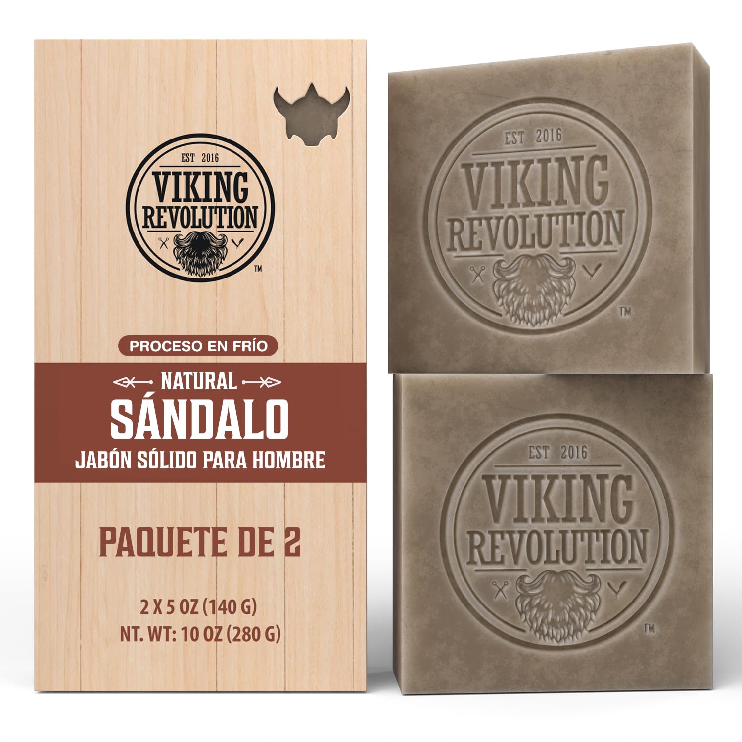 Viking Revolution Natural Body Soap - Sandalwood Soap - Natural Soap with Cold Pressed Essential Oils - Soap for Men with Coconut, Shea and Almond Oil - 2 x 140g [Amazon-developed Certification] Compact by Design