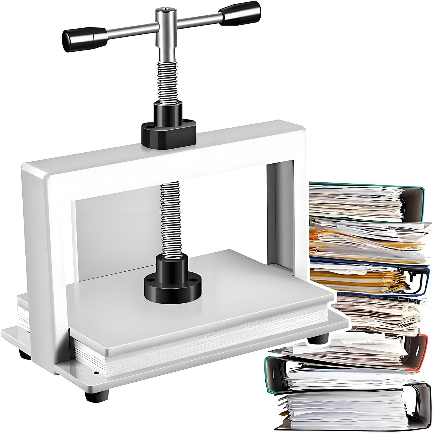 Machine De Presse De Livre 1500kg Pression, Aplatisseur De Papier Lourd avec Cadre en Acier Inoxydable Et Trois Déflecteurs De Côté pour La Restauration De Reliure A4