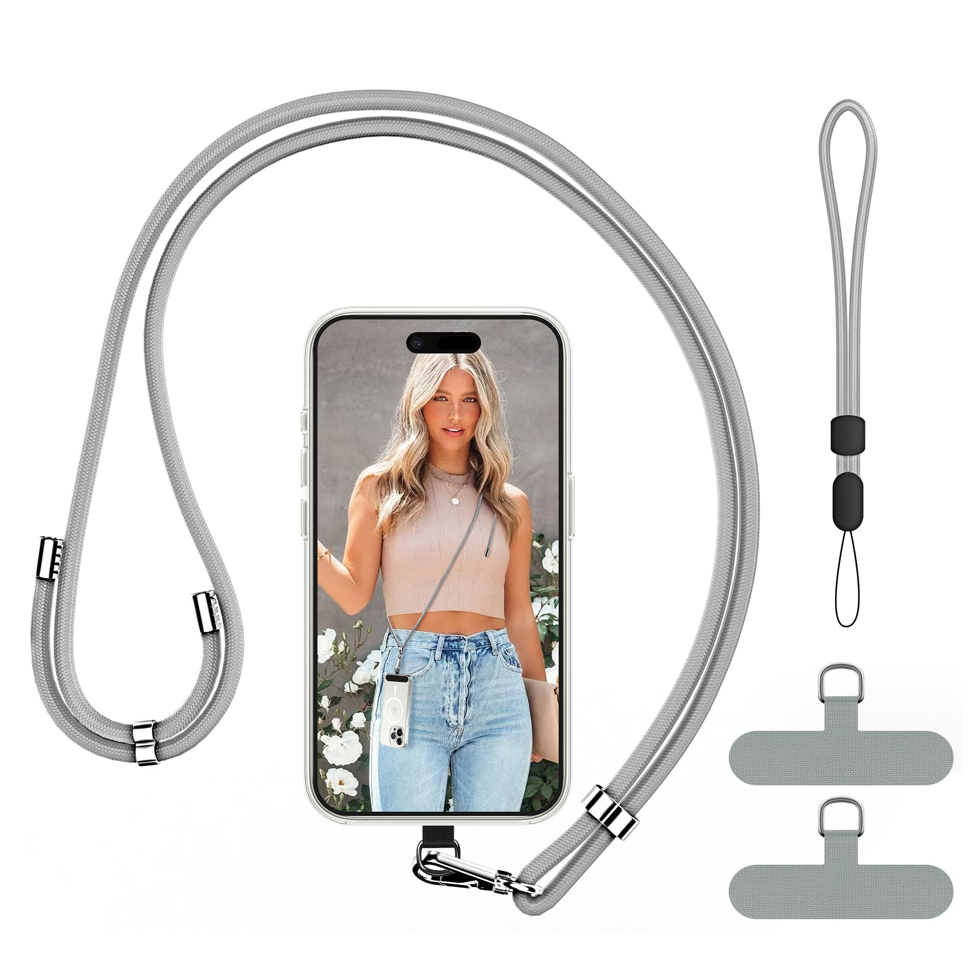 COCASES Phone Lanyard Crossbody 2 Pack Adjustable Anti-Theft Phone Strap Crossbody and 2 Pack Wrist Strap for Neck Strap iphone Lanyard Compatible with Most Mobile Phone-2 Patches — view 19