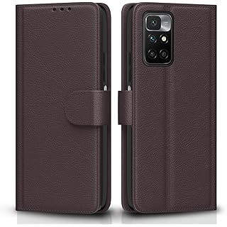 Pikkme Redmi 10 Prime Leather Wallet Case - Coffee